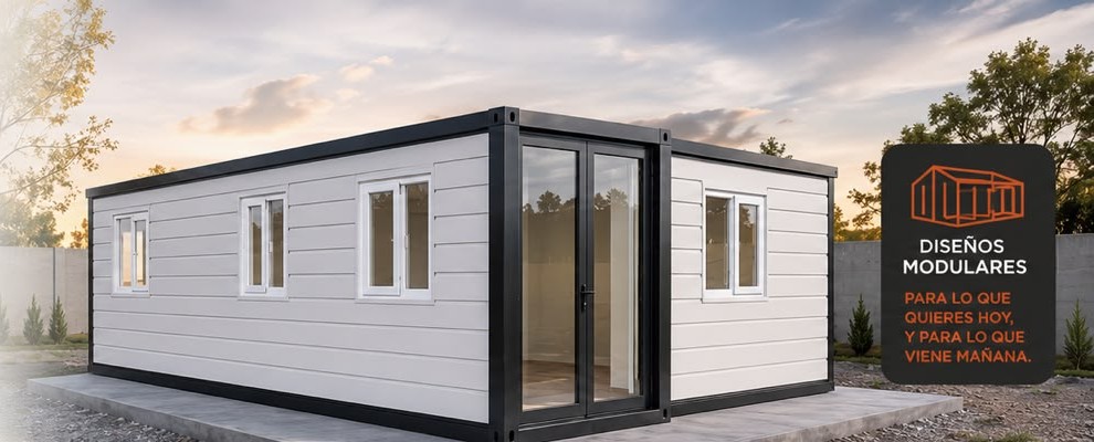 Módulo habitacional Modula Mex instalado, con estructura de acero y ventanería